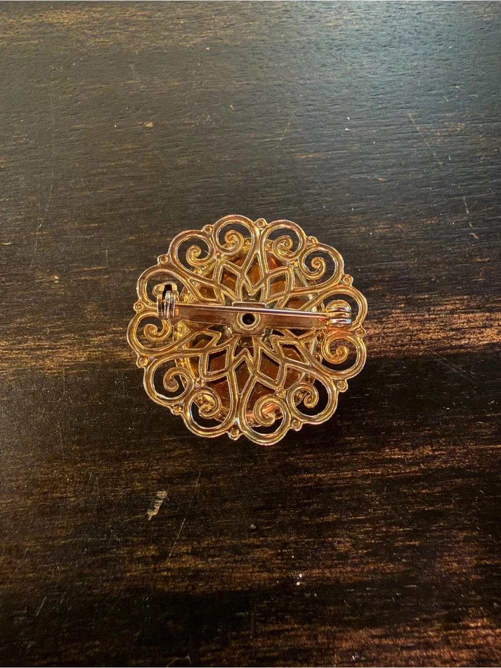 Vintage reverse carved intaglio rose brooch